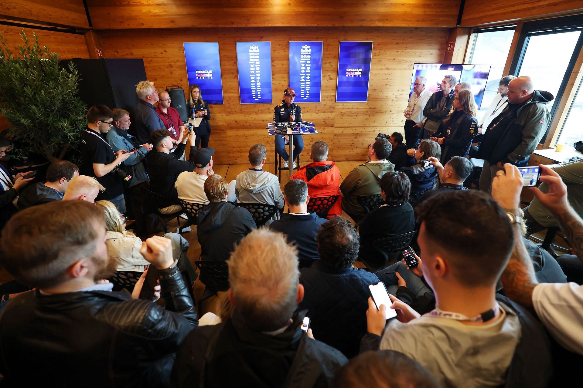 Max Verstappen appearing in front of the media ahead of the Belgian Grand Prix - Source: Getty