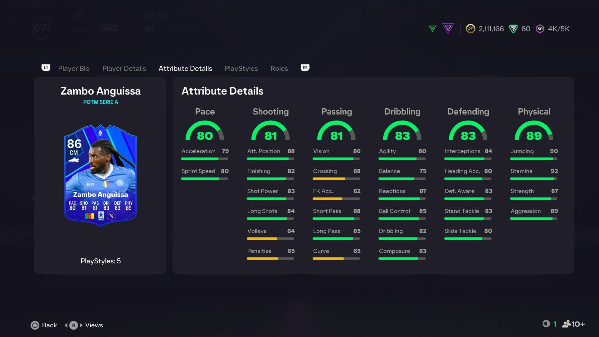 The stats (Image via EA Sports)