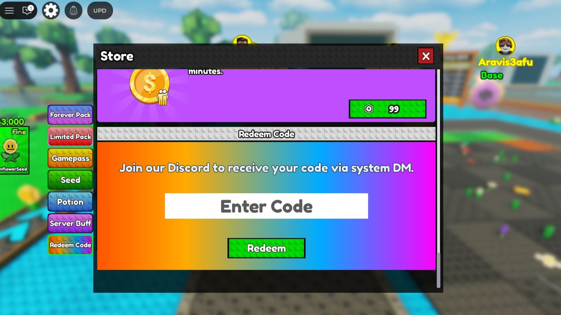 The Store is on the left side of the screen (Image via Roblox)