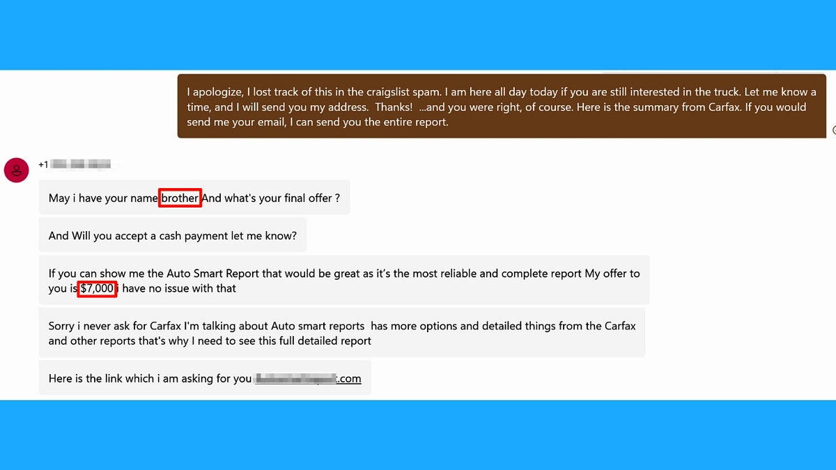 A fraudulent email exchange