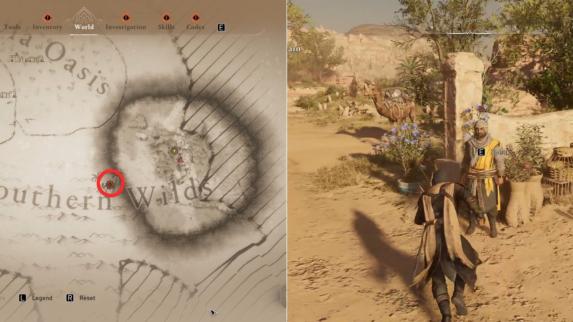 Reach AlUla Cemetery and talk to Dervis (Image via Ubisoft)