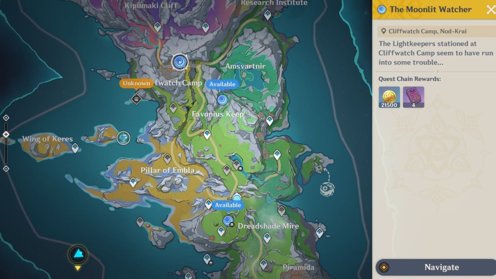 Location of the Cliffwatch Camp Meeting Point (Image via HoYoverse)