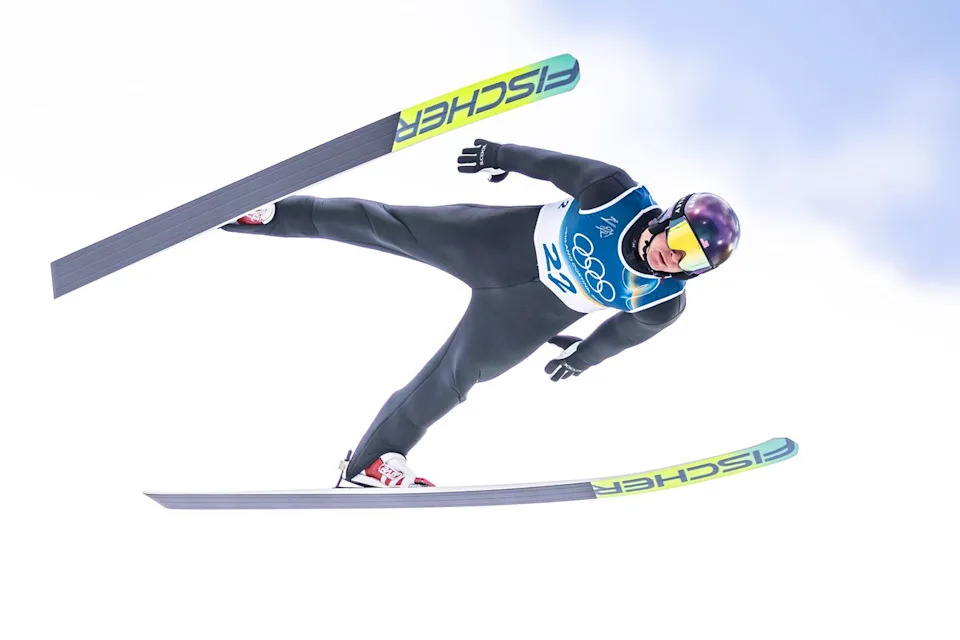 Niklas Malacinski at Predazzo Ski Jumping Stadium on February 17, 2026 in Val di Fiemme, Italy. Tom Weller/Getty